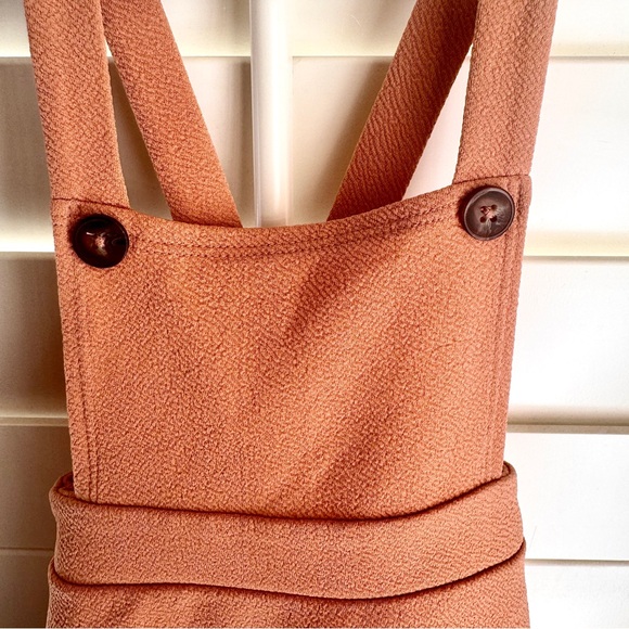 Heart and Arrow Rust Suspender Dress Girls 5 Ruffle Hem Textured Fall Outfit - Picture 6 of 9